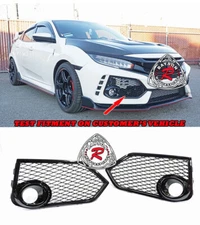 Fits 17-21 Honda Civic Type-R FK8 Open Mesh Fog Light Grill Covers (Gloss Black)