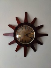 Vintage Anstey & Wilson Sunburst Wall Clock 60s 70s
