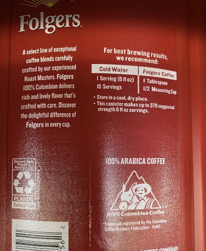 **2 Packs**Folgers 100% Medium Roast Ground Colombian Coffee ( 40.3 oz. Each) - Picture 8 of 12