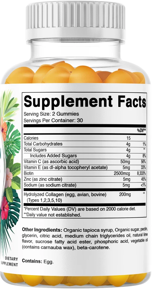 Gomitas de colágeno hidrolizado Vitamatic con vitamina C, zinc y biotina -60 gomitas Foto 4 de 4