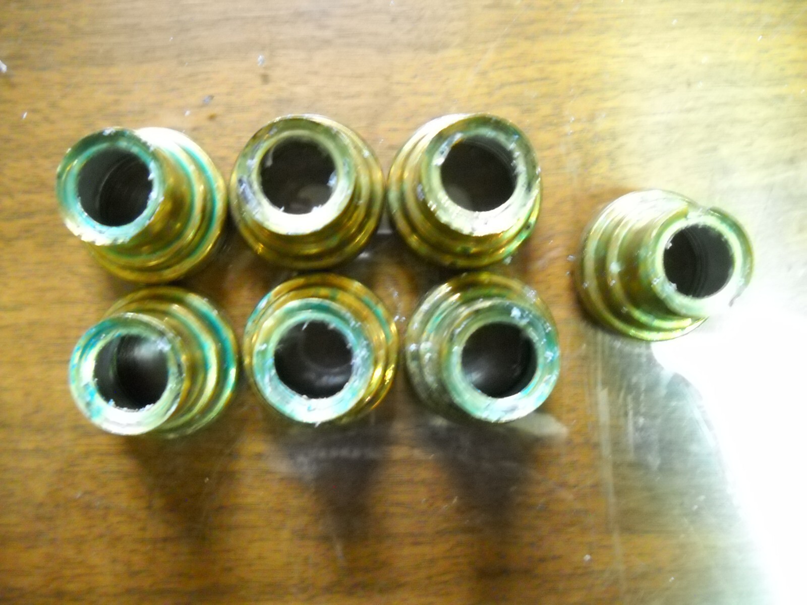 7 Antique Vintage Brass Candle Followers 7/8" Church eBay