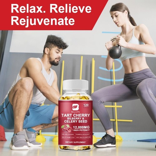 Organic Tart Cherry Extract 1200mg Uric Acid Cleanse Antioxidant Sleep Supoort - 第 7/7 張圖片
