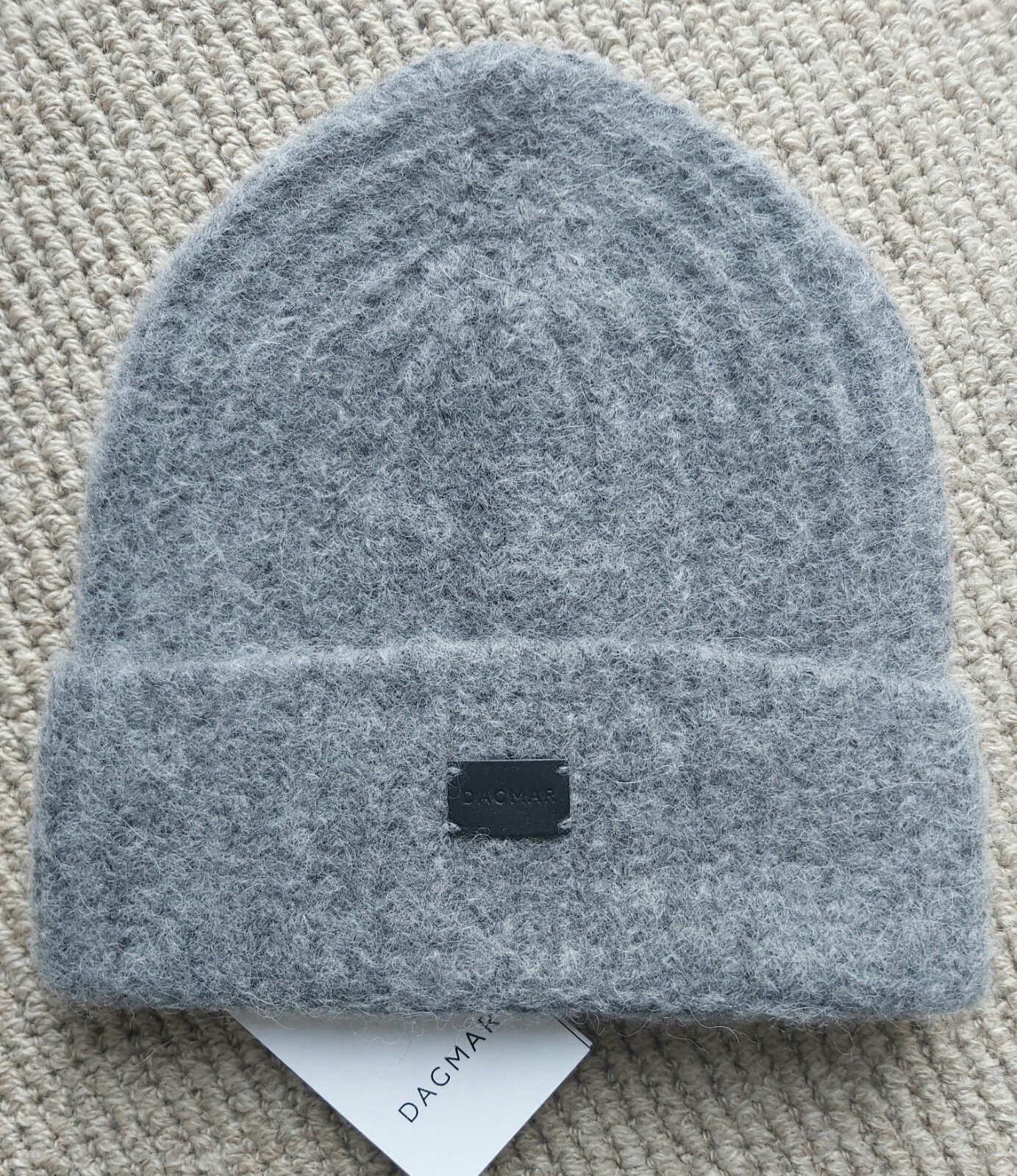 DAGMAR of SWEDEN Wool & Fluffy Alpaca Light Grey BEANIE Hat Toque Womens Femme