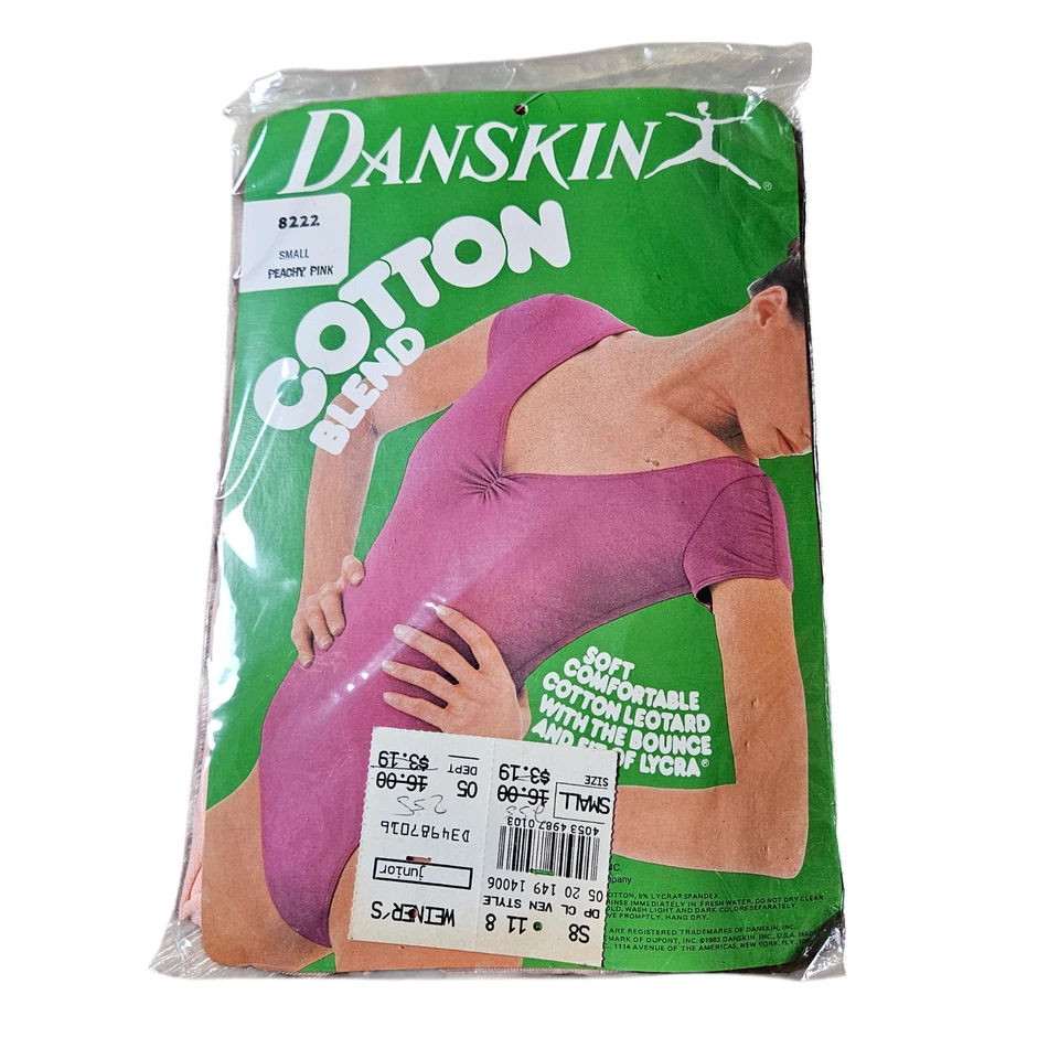 Camiseta envolvente de algodón Danskin para mujer S rosa melocotón mezcla de algodón nueva años 80 Foto 3 de 4