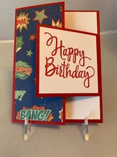 Stampin Up Card Kit Set Of 4 "Happy Birthday" cards #12a Smash, Boom, Bang