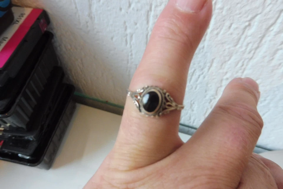 Anello In Argento Bellissimo, Argento 925 Con Onice Nero - Immagine 3 di 3