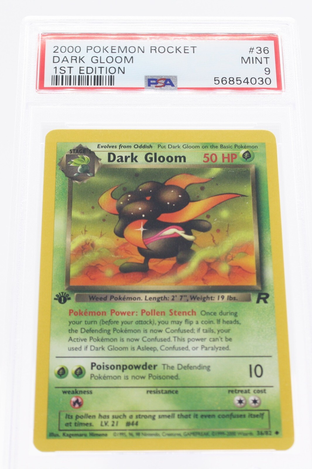PSA 9 MINT 2000 Pokémon Team Rocket #36 Dark Gloom 1st Edition !!!