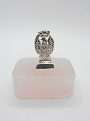 Cozzi Gioielli 925 Silver Eagle on Pink Quartz Paperweight Statue Sculpture