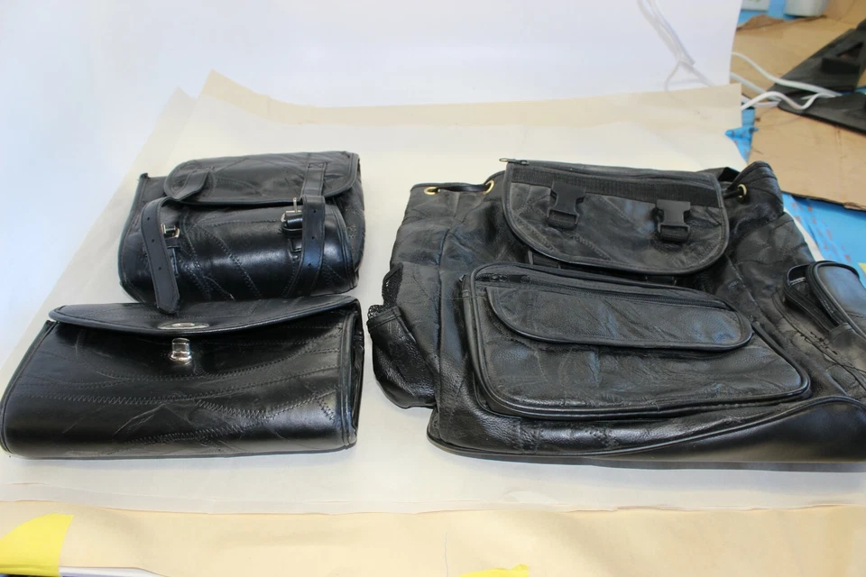 Diamond Plate Buffalo Cuero Accesorio Moto Equipaje Set 3 Piezas Lote Foto 2 de 4