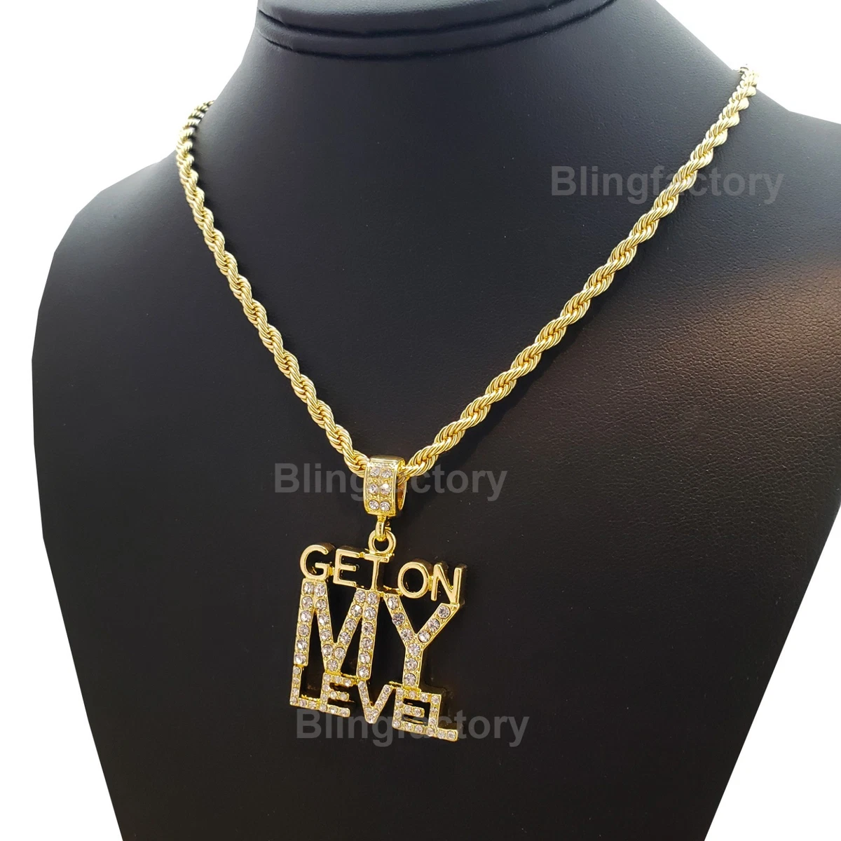 Hip Hop Iced GET ON MY LEVEL Pendant 4mm 24