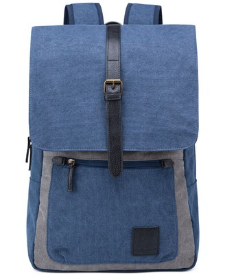 PX Men's Lincoln Two Tone Canvas Backpack (Blue, One Size)