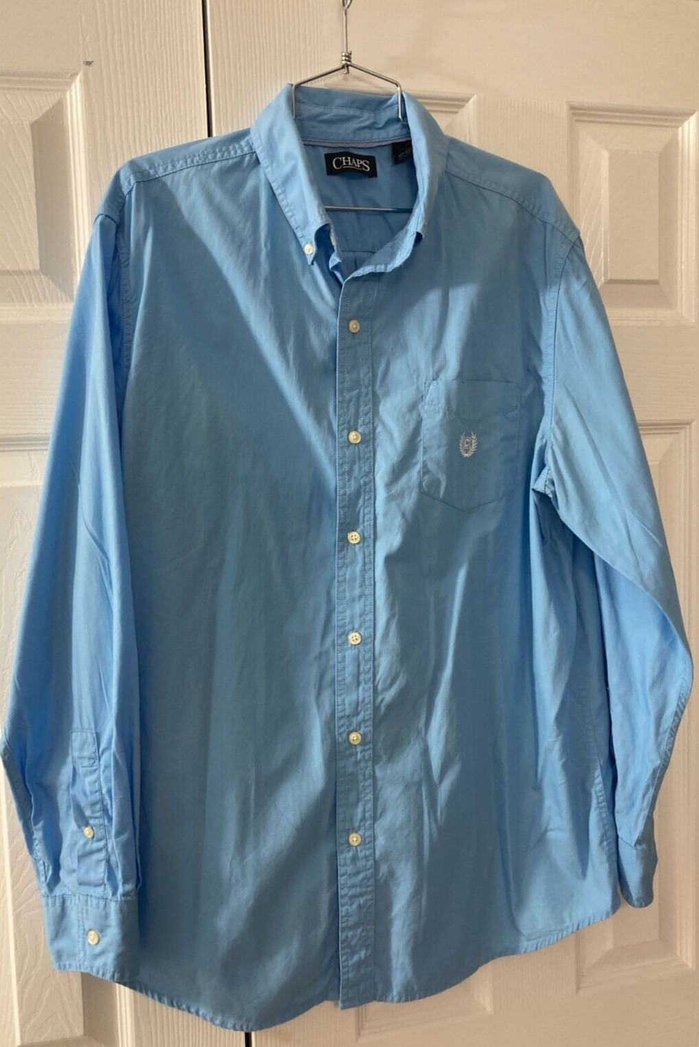 Chaps Mens Light Blue Solid Button Down Dress Shi… - image 1