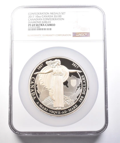2017 Canada $100 Silver Confed. Medals Set Diamond Jubilee PF69 UCAM NGC *3778