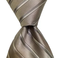 IKE BEHAR Men's 100% Silk Classic Necktie USA Designer STRIPED Gray/White NWD