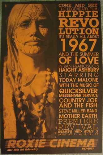 Póster de Roxie Cinema HIPPIE REVOLUTION Hoy Malone Haight Ashbury Verano de Amor - Imagen 4 de 4