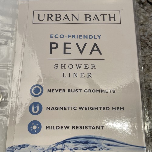 Urban Bath Eco Friendly Clear Shower Curtain Liner PEVA Never Rust Gromet Magnet - Picture 5 of 12