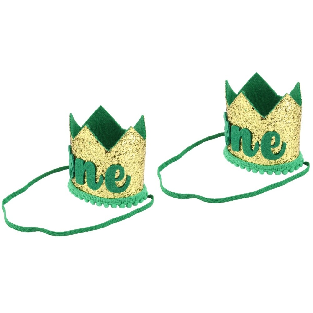 2 Chapeaux Anniversaire Bébé Couronne Feutre Mignonne - Beige Et Rose Pour 1er Anniversaire