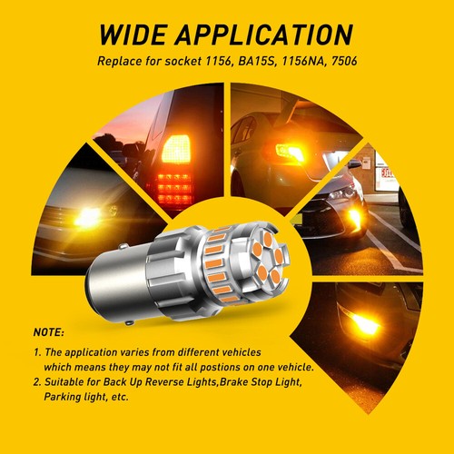 AUXITO 1156 7506 LED Turn Light Signal Amber No Hyper Canbus Flash Error Free 2P - Picture 6 of 9