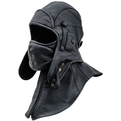 Real Leather Aviator Cap with Collar 