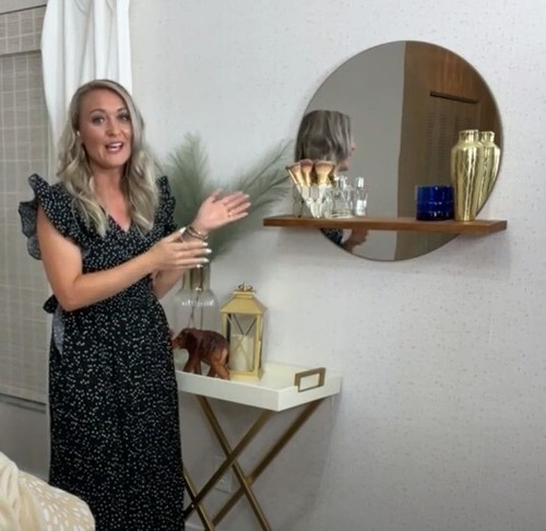 Circular Wall Mirror With Shelf by South Street -Modern Decoration Piece Upgrade - Picture 5 of 5