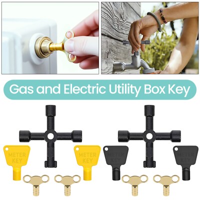 5 x Heizkörper Gaszähler Kastenschlüssel dreieckig 4-fach Multifunktions Allzweckschlüssel Set
