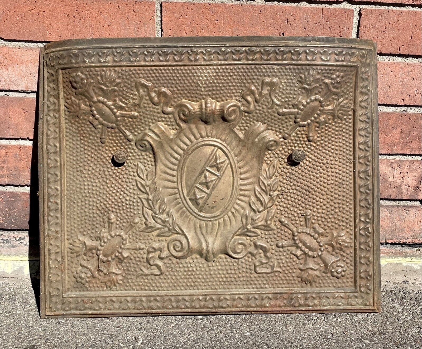 ANTIQUE Tin FIREPLACE COVER VENT DOOR Wall Decor 20.5 X 16.5” eBay