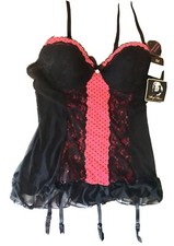 Marilyn Monroe Intimates Underwire BUSTIER GARTER BELTS Size Med Black/Red