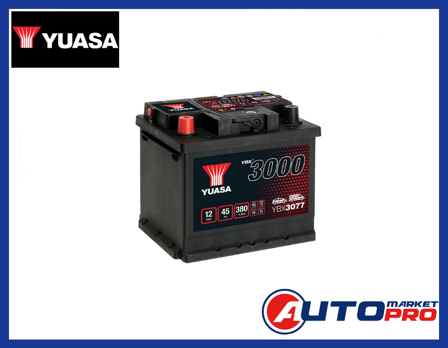 YUASA YBX3077 BATTERIA PER AUTO SMF 45 Ah 380A 12V SERIE YBX3000 POLO SINISTRO