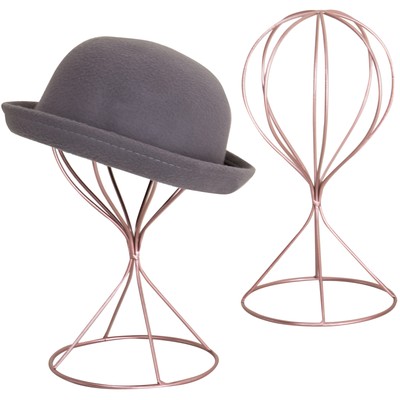 MyGift Set of 2 Wall-Mounted Black Metal Hat /& Wig Display Racks