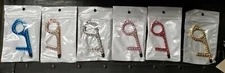 (1) NEW RHINESTONE Bling Double Sided No Touch Door Opener Keychain NIP 