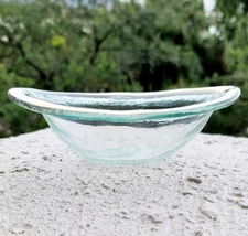 Vtg Annieglass Roman Antique Sauce Bowl Silver Platinum Rim Signed Numbered USA