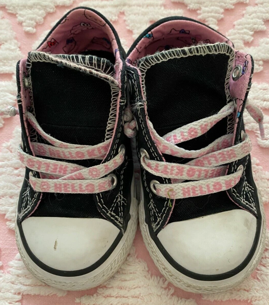 logo attribuut Rustiek HELLO KITTY CONVERSE SNEAKERS PINK BLACK TODDLER GIRLS SIZE 7 INFANT SHOE |  eBay