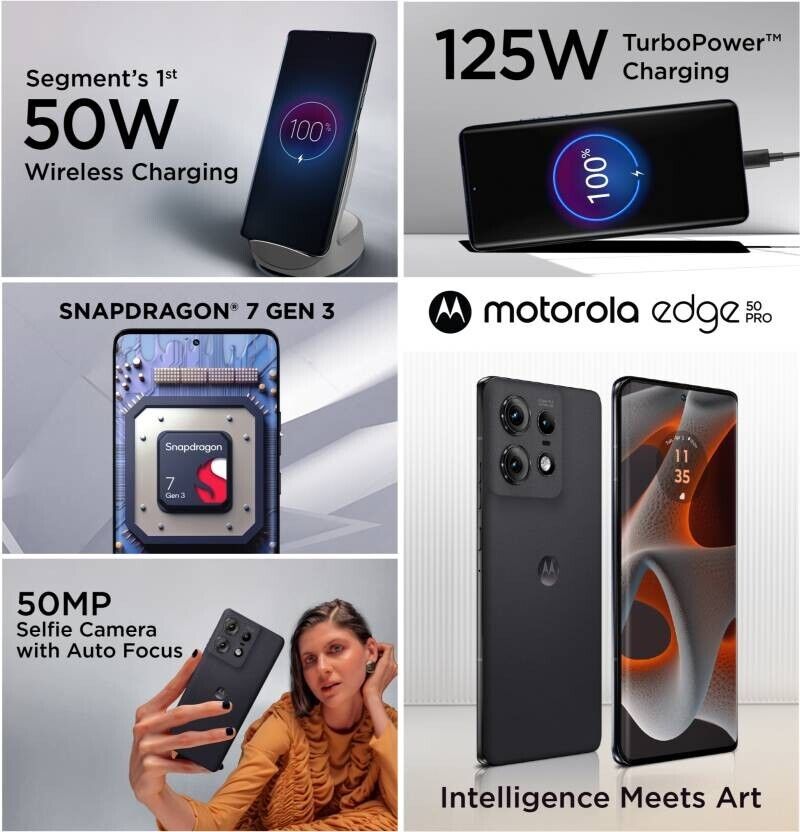 Motorola Edge 50 Pro 5G 125W # (Black Beauty, 256 GB) (12 GB Motorola Edge 50 Pro 5G 125W # (Black Beauty, 256 GB) (12 GB