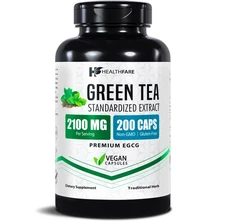 Healthfare ECGG Green Tea Extract 200 Capsules 98% Polyphenols 80% Catechins