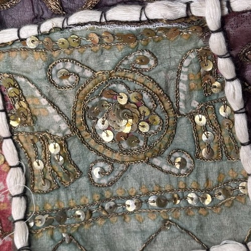 Pier One Imports Patchwork Tote Shoulder Bag Boho Sequins Beaded Double Handle - Picture 4 of 15