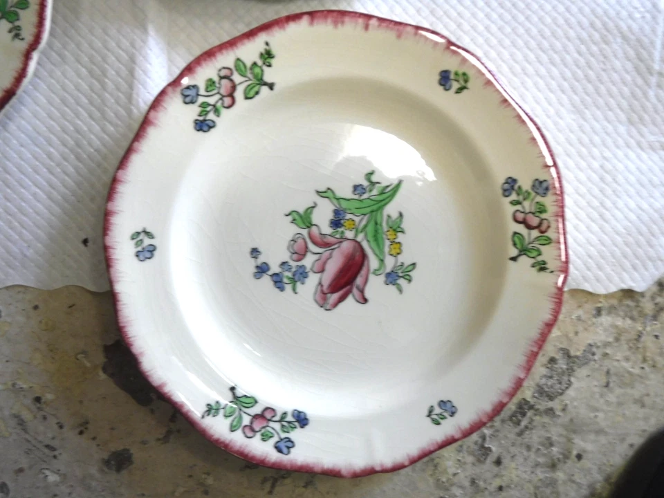 ASSIETTES  GIEN - MODÈLE LORRAINE - LOT DE 6 - DIAMÈTRE 24,5 - Photo 2/4