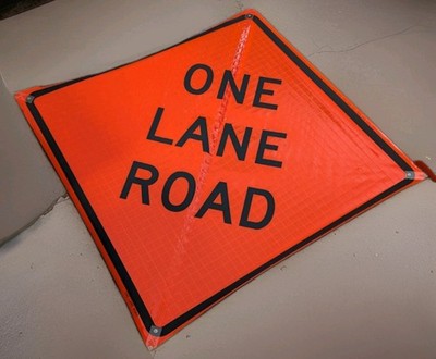 Bone Safety One Lane Road Symbol 48in Temporary Work Zone Sign NCHRP-350 