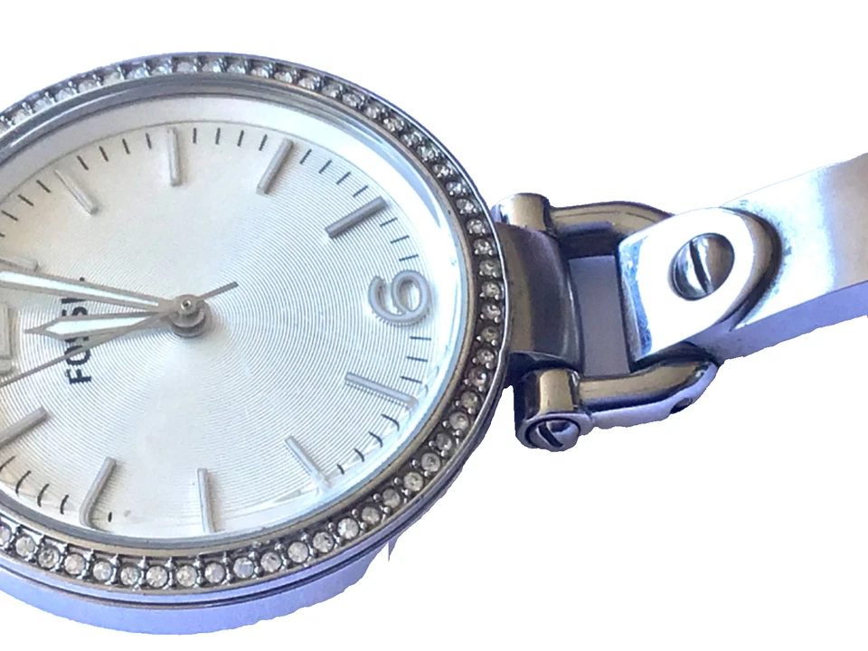 Vintage FOSSIL Ladies ES3225 Circled By Diamantes Watch Working New Battery - image 2 of 4
