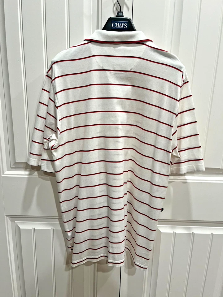 Men's Size XL Nicklaus Golf Shirt BT White with Red Stripe Short Sleeves - Image 2 of 4
