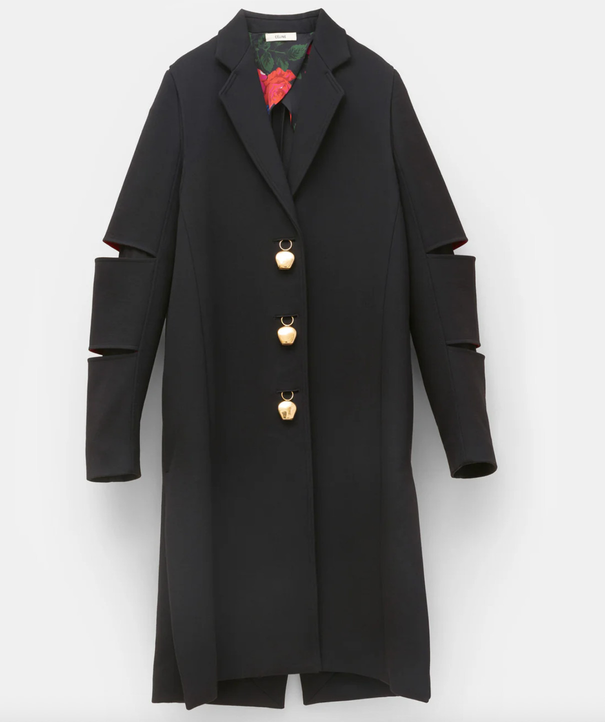 CELINE PHOEBE PHILO S/S 2015 RUNWAY BLACK COAT BELL BUTTONS IN BLACK WOOL 36 FR image 3