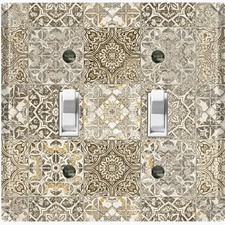 Metal Light Switch Outlet Cover Decorative Wall Plate Rustic Tile Pattern TLL131