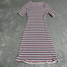 Reformation Jeans Kendy Ribbed Dress Large Striped Short Sleeve Mini Stretch