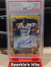 2025 BOWMAN CHROME PROSPECT AUTO 48/75  KONNOR GRIFFIN YELLOW REFRACTOR PSA 9