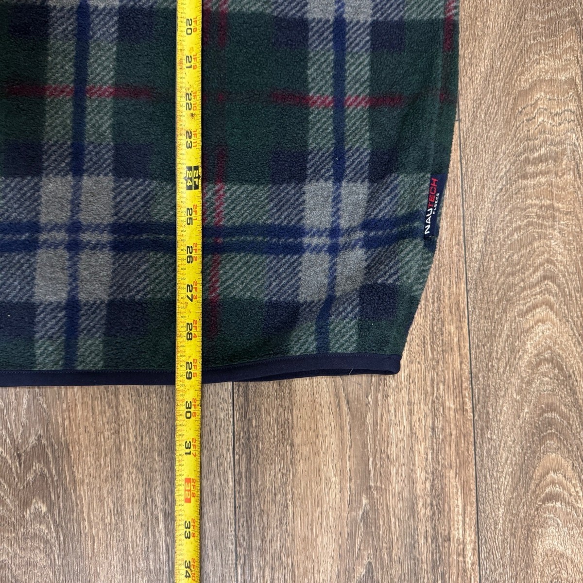 VTG Nautica NauTech Fleece Sweatshirt Men’s Large Black Watch Tartan Plaid 90s View 6