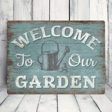 Welcome To Our Garden Retro Metal Sign Rustic Garden Decor for Outdoor/Patio