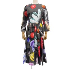 PRADA Super Flower Motif Long Sleeve Dress P39M0 S192 1VLY 40S Womens Clothes C