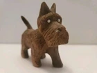VTG Wood Carved Scotty Terrier Dog 1940s  Figure Milk Glass Eyes