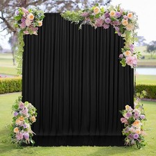 Backdrop Curtains for Parties - 10ft x 8ft Party 60"W x 96"L Pack of 2 Black