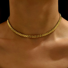 Elegant 18K Gold Plated Stainless Steel Necklace Choker Women  s Fashion Jewelry