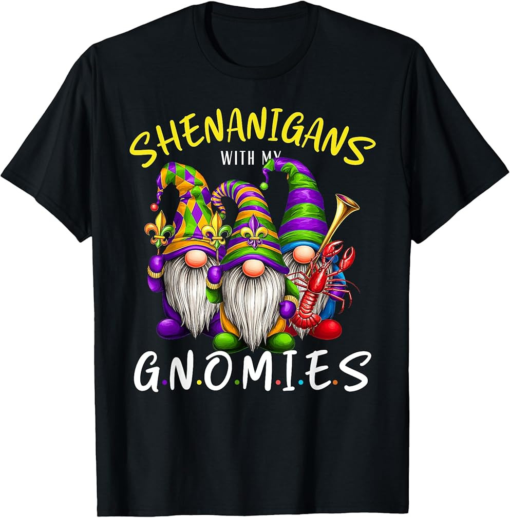 Mardi Gras With My Gnomies Squad Gnomes 2025 Costume T-Shirt